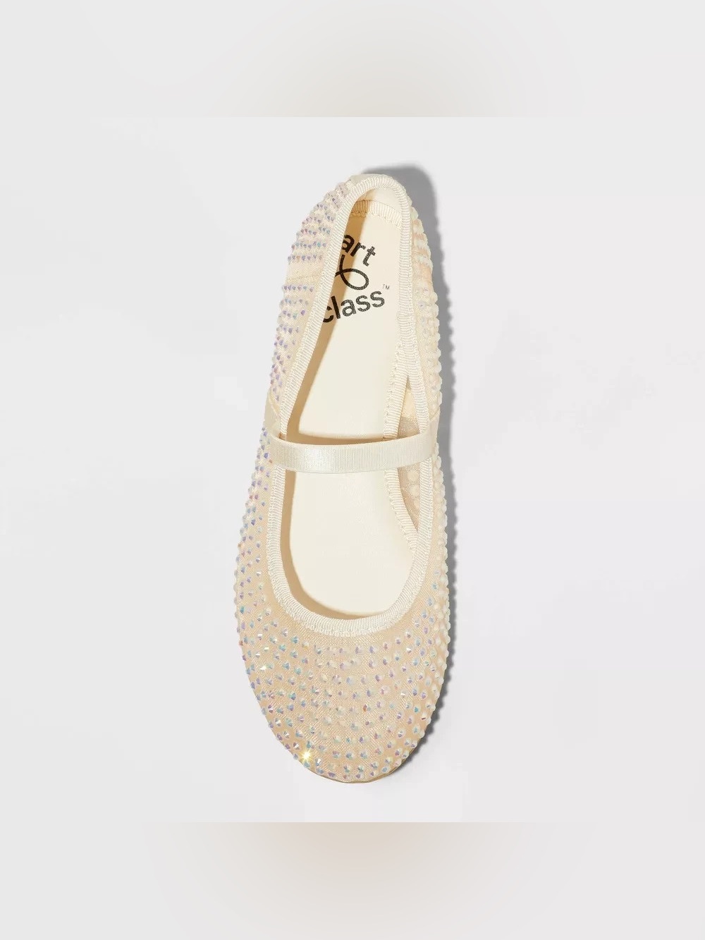 ART CLASS Kids' Faye Sparkly Crystal Mesh Ballet Flats Beige Size 1